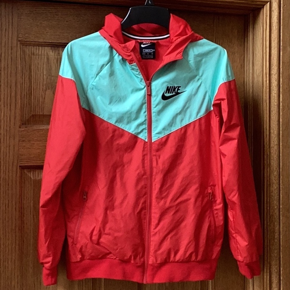 Nike Red and Aqua Hooded Jacket. Loose fit, boys size extra large - Picture 2 of 13